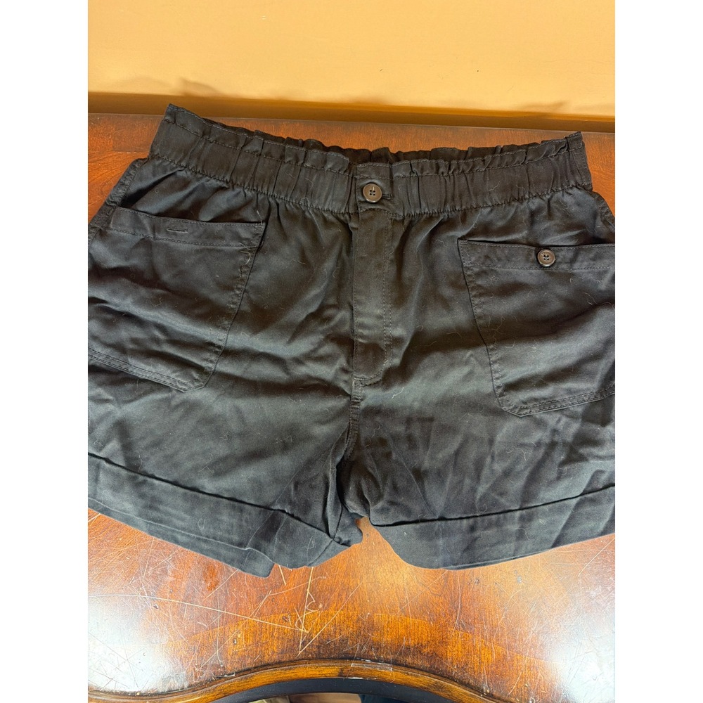 Loft Women Black‎ Utility Paperbag Waist Shorts XL Cuffed Patch Pockets Casual